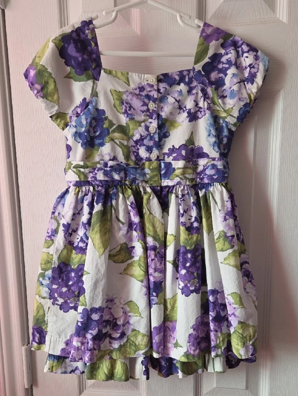 Gymboree Purple and Green Hydrangea Floral Bow Waist Dress